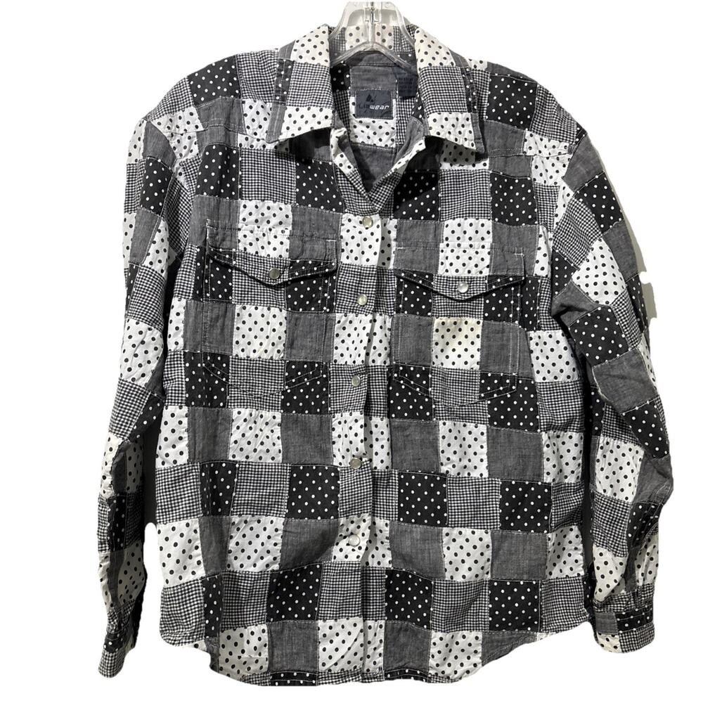 Vintage Liz Sport Petite Long Sleeve Button Up Shirt Patchwork Size Small Plaid